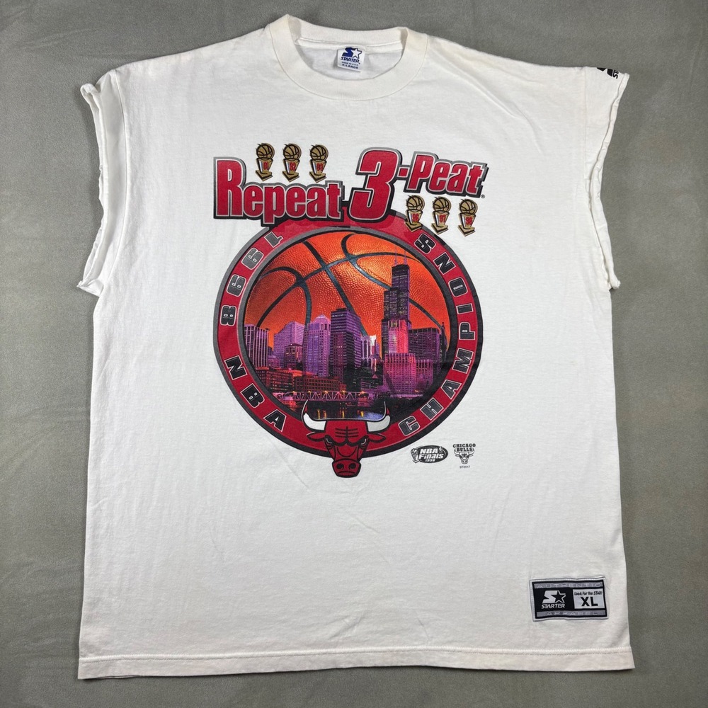 Vintage Chicago Bulls 1998 Repeat 3-Peat NBA Champions Starter Muscle Tee XL